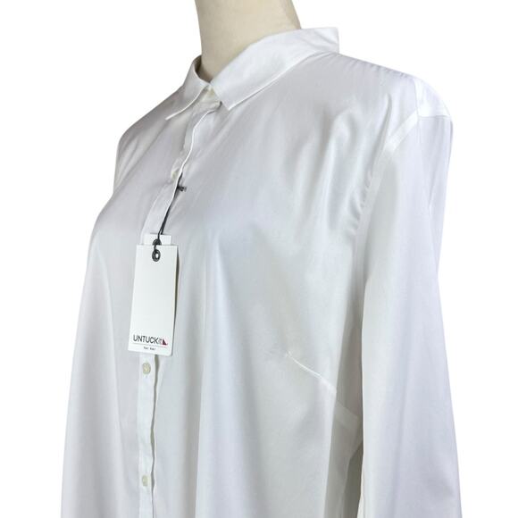 UNTUCKit NWT Bella White Button Down Long Sleeve Collared Cuffs Office Blouse - Picture 8 of 16